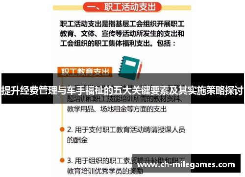 提升经费管理与车手福祉的五大关键要素及其实施策略探讨
