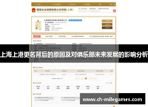 上海上港更名背后的原因及对俱乐部未来发展的影响分析